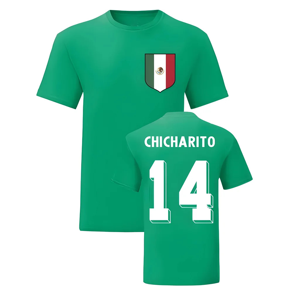 Javier Hernandez Mexico National Hero Tee\'S (Green) Polyester Uksoccershop Men's Green Extra Large