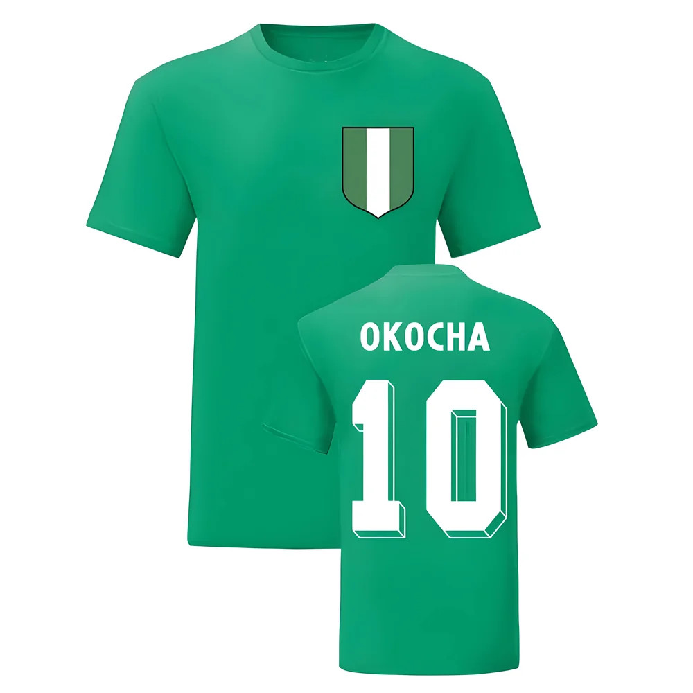 Jay Jay Okocha Nigeria National Hero Tee (Green) Polyester Uksoccershop Men's Green Medium