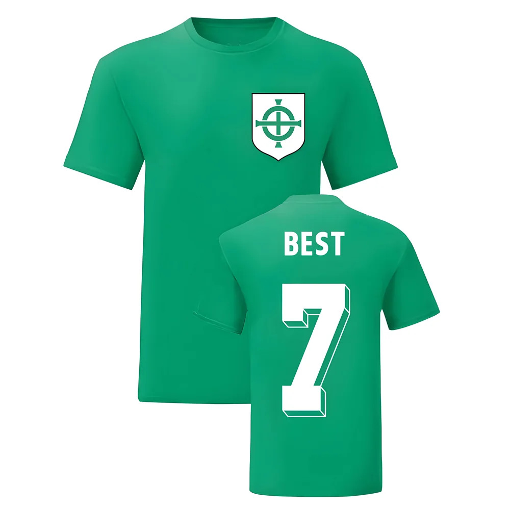 George Best Northern Ireland National Hero Tee (Green) Polyester Uksoccershop Men's Green Medium