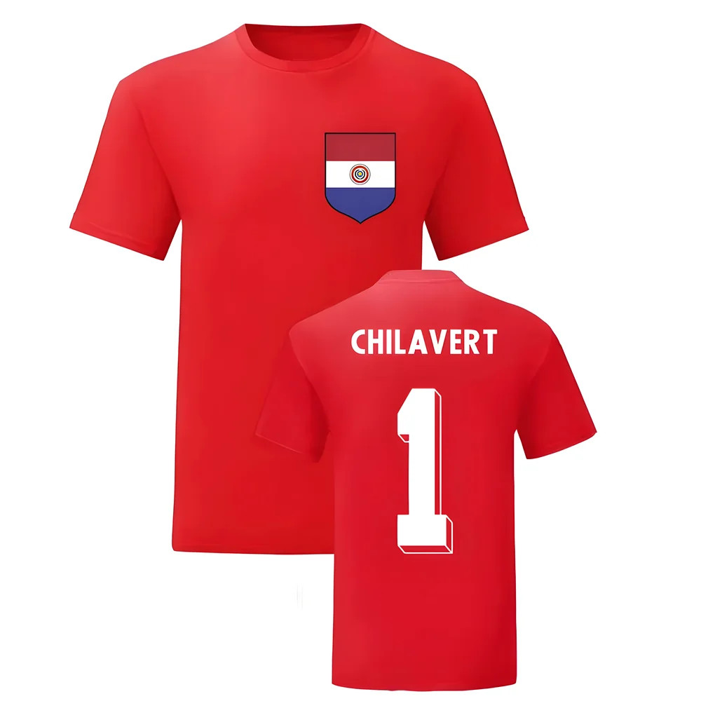 Jose Luis Chilavert Paraguay National Hero Tee (Red) Polyester Uksoccershop Men's Red Large
