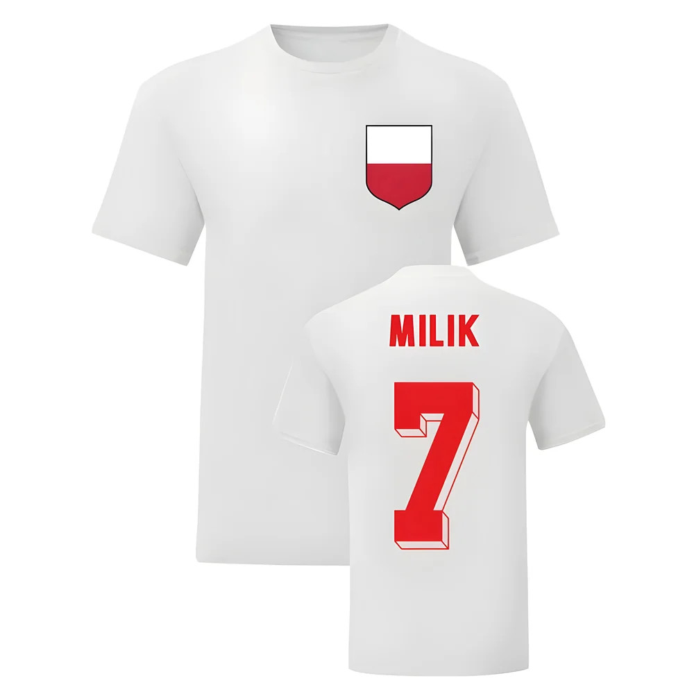 Arkadiusz Milik Poland National Hero Tee (White) Polyester Uksoccershop Men's White Small