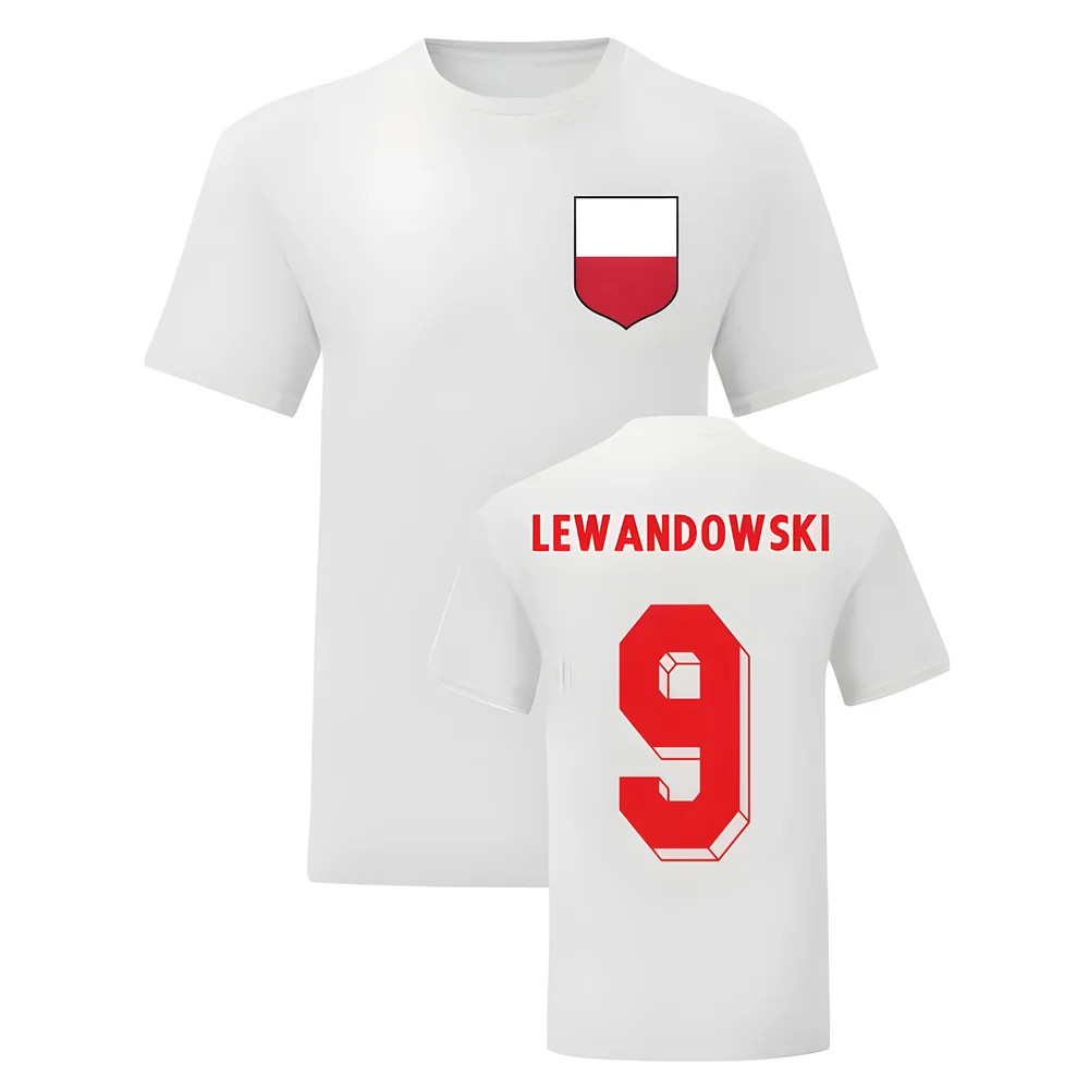 Robert Lewandowski Poland National Hero Tee (White) Polyester Uksoccershop Men's White Xxl
