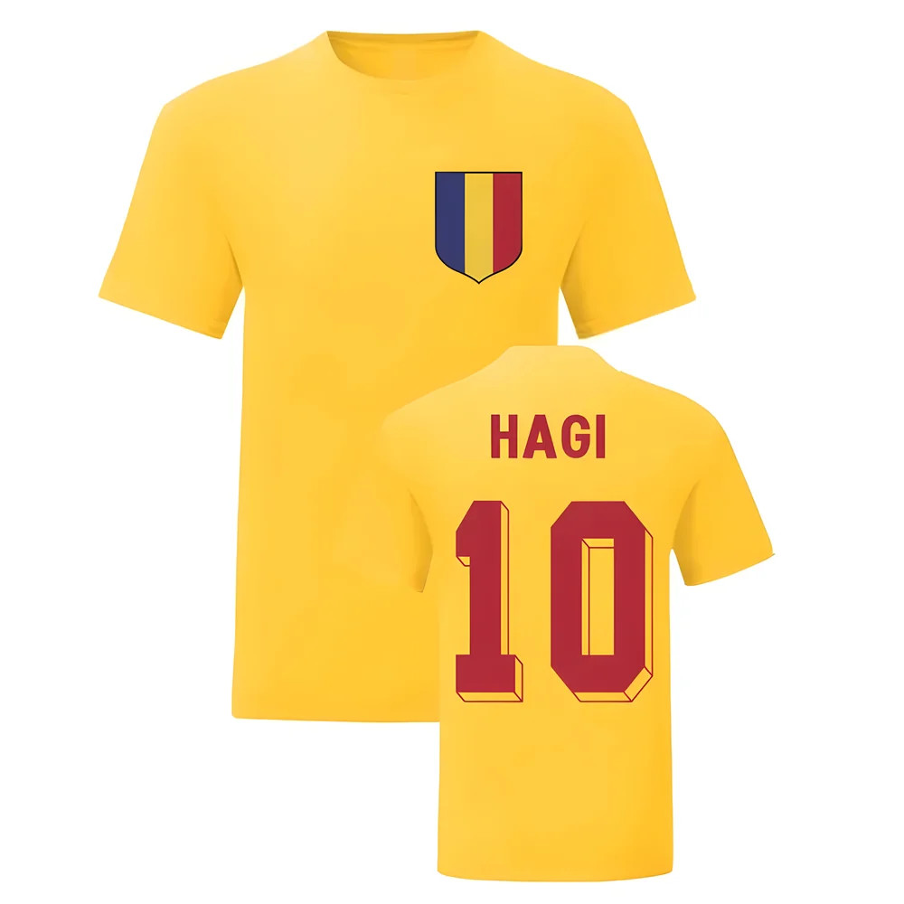 Gheorghe Hagi Romania National Hero Tee (Yellow) Polyester Uksoccershop Men's Yellow Xxl
