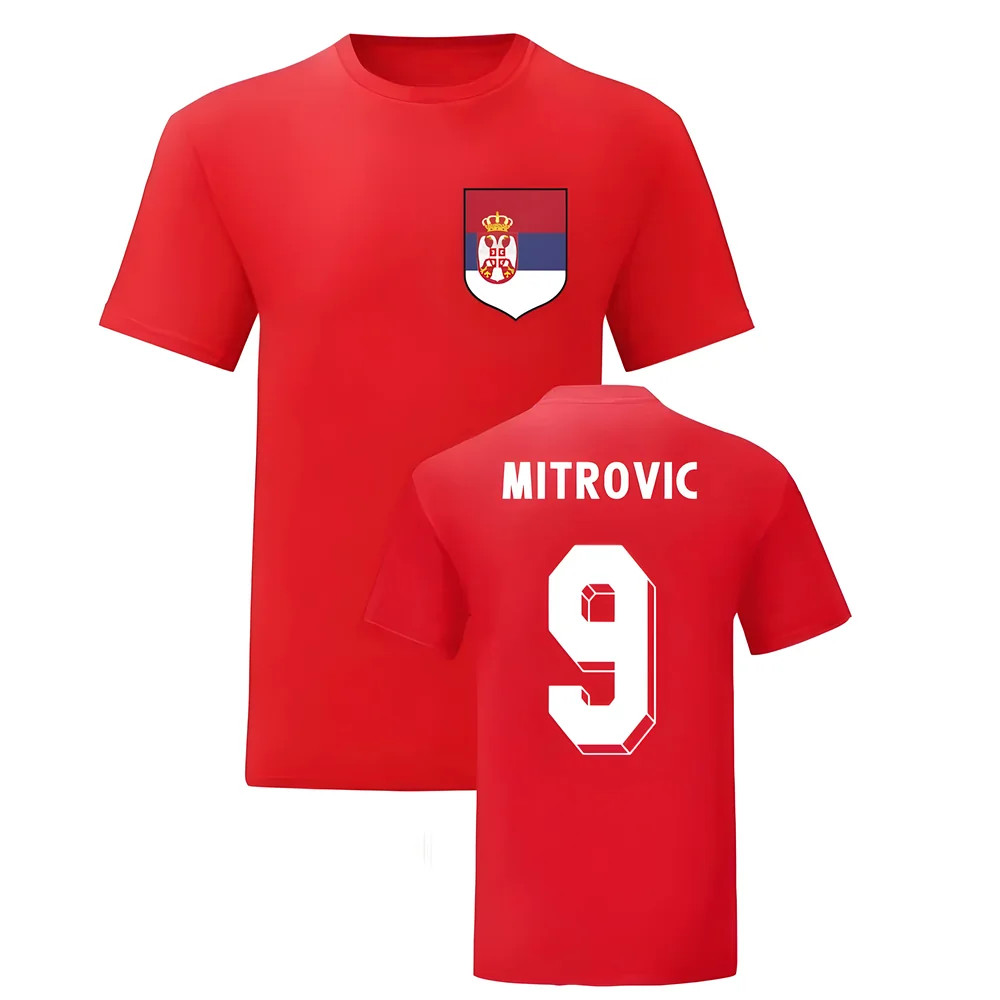 Aleksandar Mitrovic Serbia National Hero Tee (Red) Polyester Uksoccershop Men's Red Small