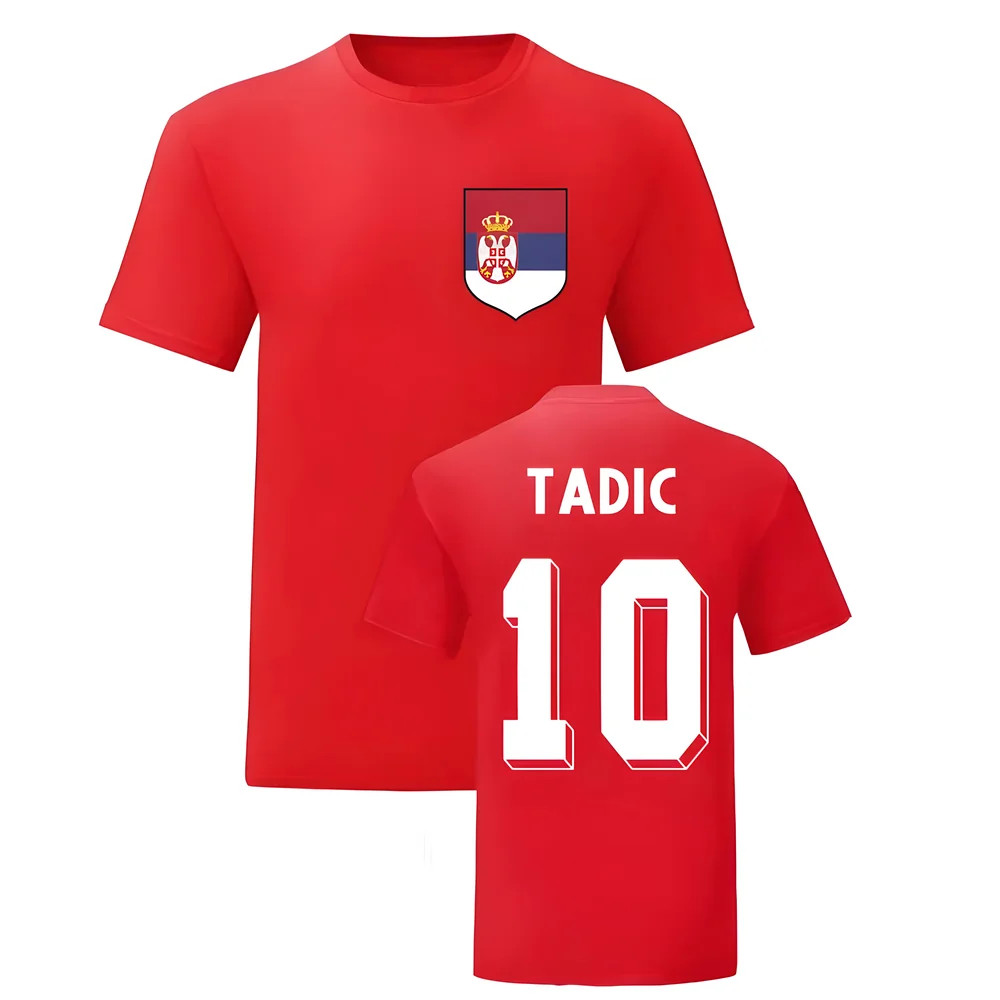 Dusan Tadic Serbia National Hero Tee (Red) Polyester Uksoccershop Men's Red Small