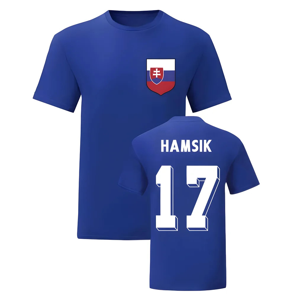 Marek Hamsik Slovakia National Hero Tee (Blue) Polyester Uksoccershop Men's Blue Extra Large
