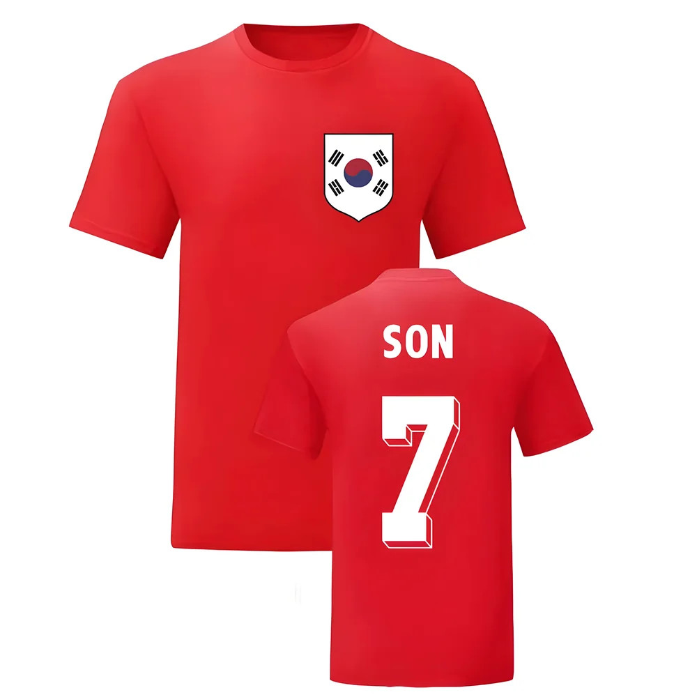 Son Heung-Min (Son) South Korea National Hero Tee (Red) Polyester Uksoccershop Men's Red Small