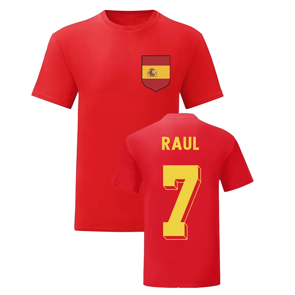 Raul Spain National Hero Tee (Red) Polyester Uksoccershop Men's Red Medium
