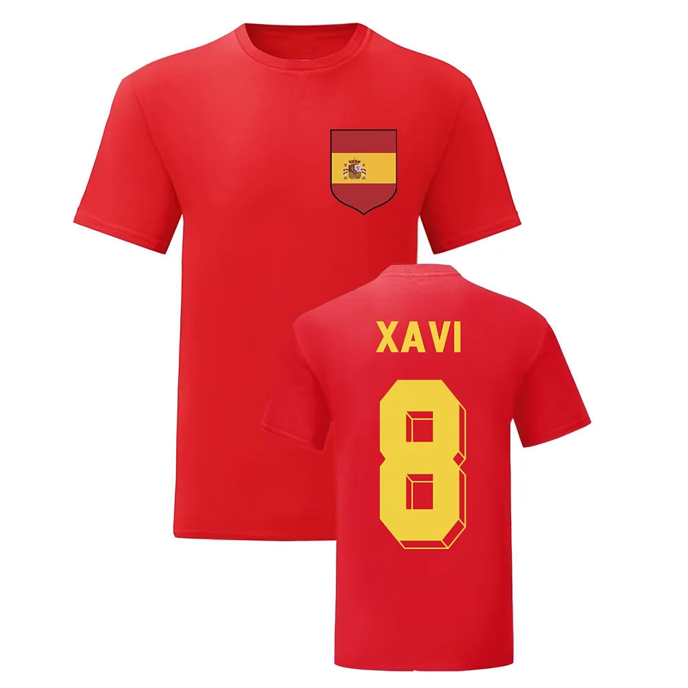 Xavi Spain National Hero Tee (Red) Polyester Uksoccershop Men's Red Small