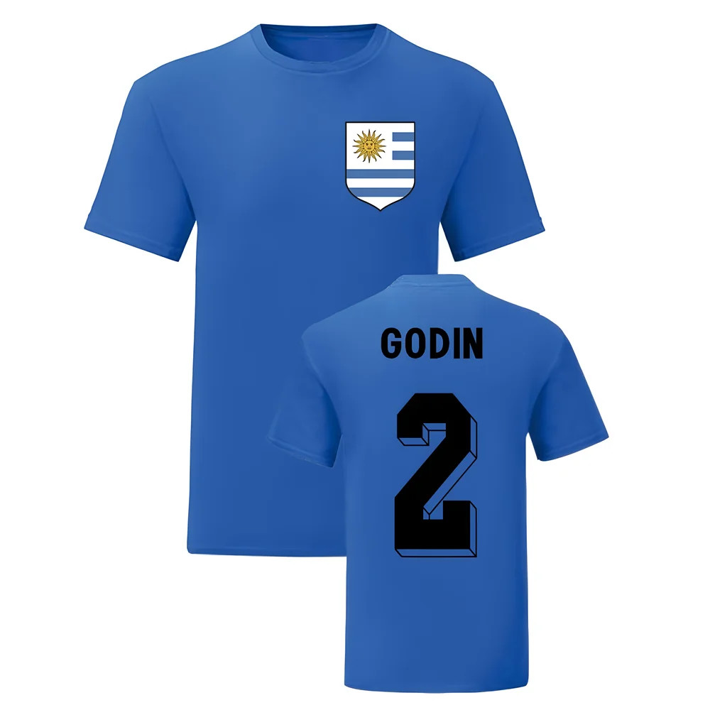 Diego Godin Uruguay National Hero Tee (Blue) Polyester Uksoccershop Men's Blue Xxl