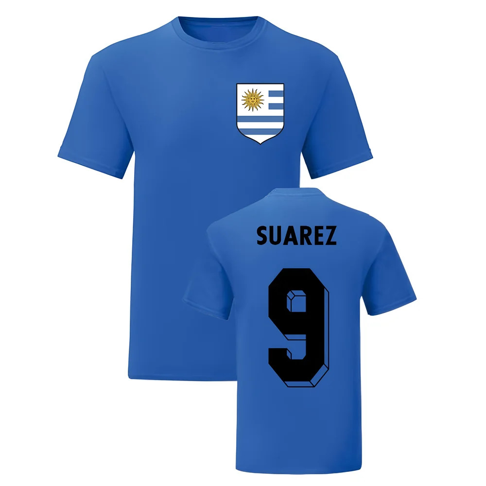 Luis Suarez Uruguay National Hero Tee (Blue) Polyester Uksoccershop Men's Blue Small
