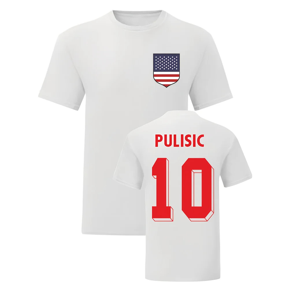Christian Pulisic Usa National Hero Tee (White) Polyester Uksoccershop Men's White Small