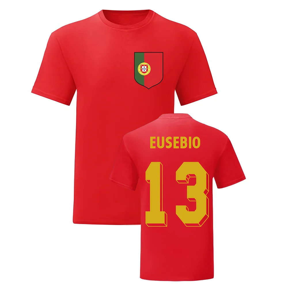 Eusebio Portugal National Hero Tee (Red) Polyester Uksoccershop Men's Red Medium