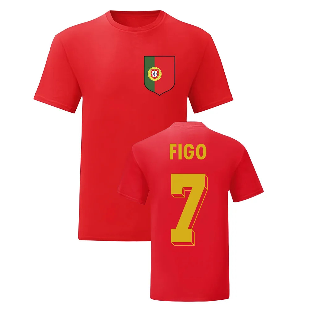 Luis Figo Portugal National Hero Tee (Red) Polyester Uksoccershop Men's Red Xxl