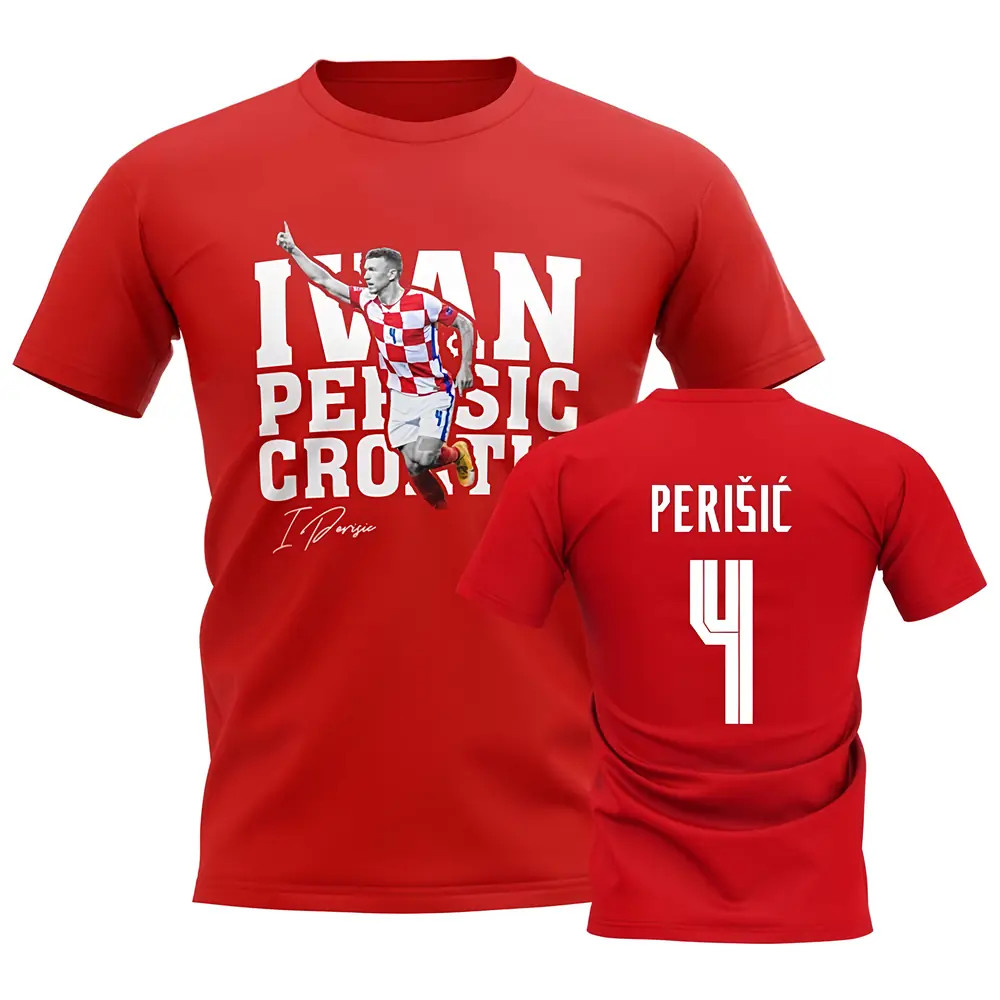 Ivan Perisic Croatia Player Tee (Red) Polyester Uksoccershop Men's Red Xxl