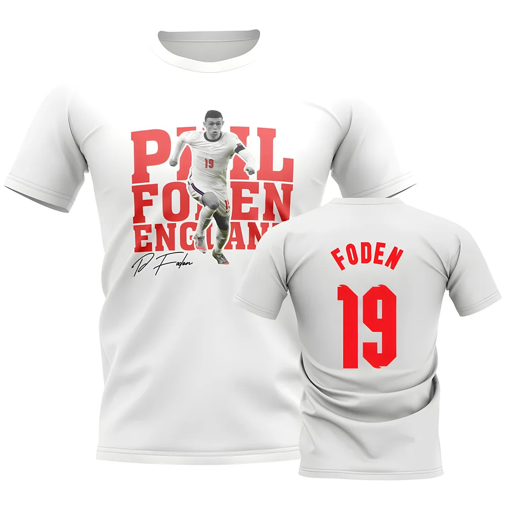 Phil Foden England Player Tee (White) Polyester Uksoccershop Men's White Xxl