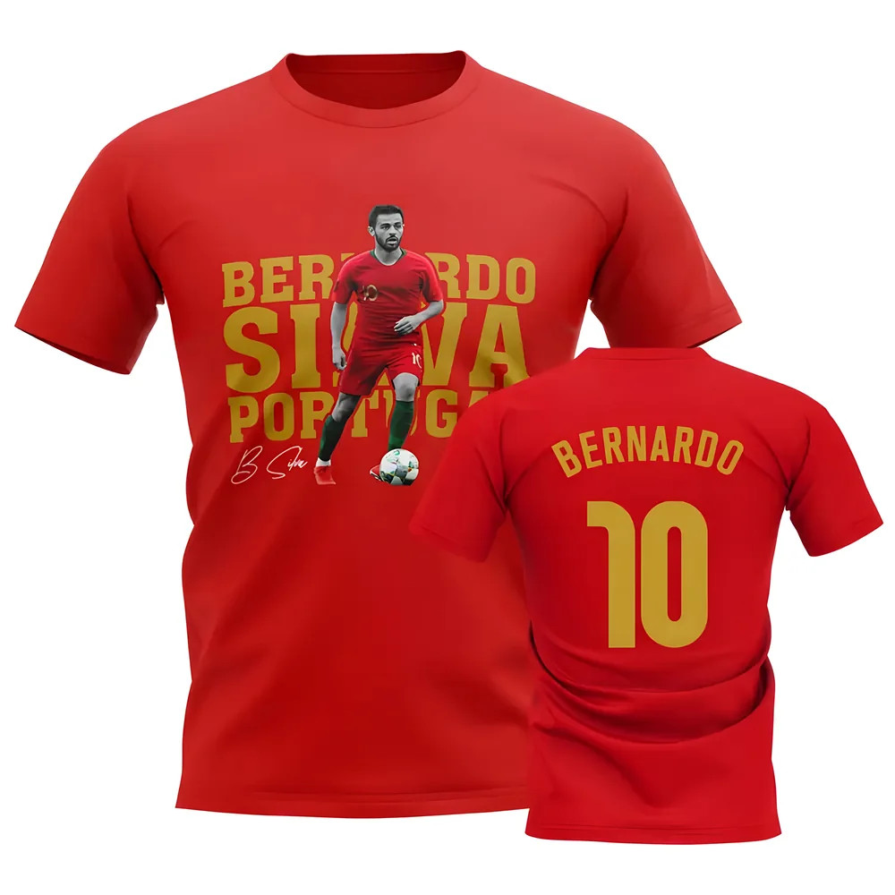 Bernardo Silva Portugal Player Tee (Red) Polyester Uksoccershop Men's Red Large