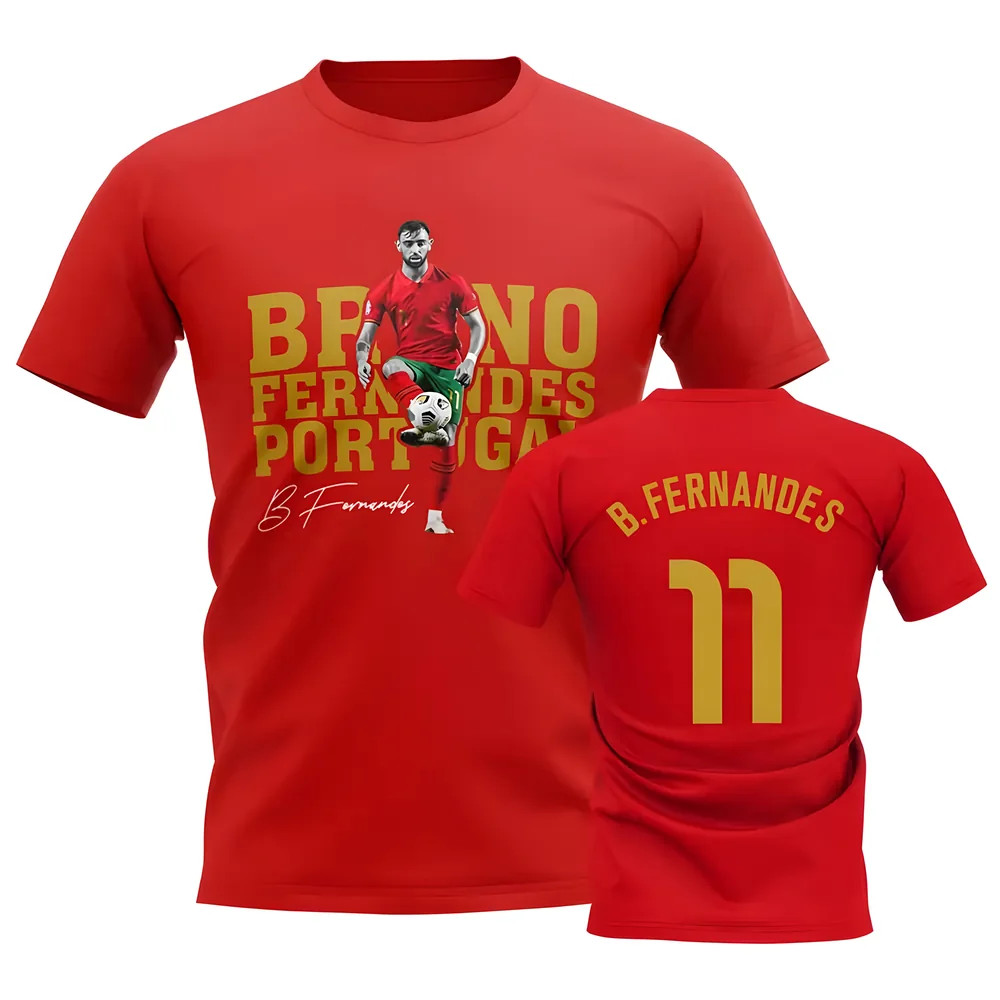 Bruno Fernandes Portugal Player Tee (Red) Polyester Uksoccershop Men's Red Xxl