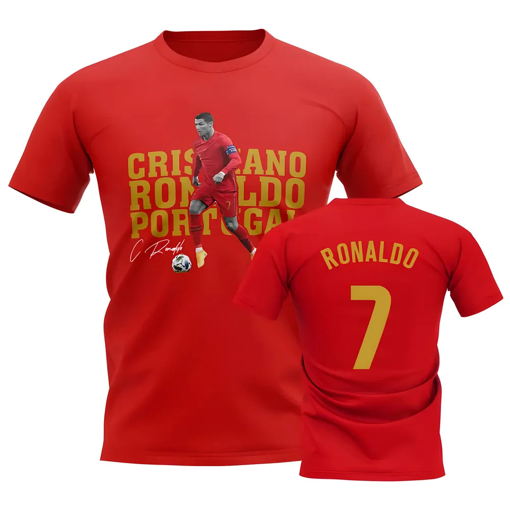 Cristiano Ronaldo Portugal Player Tee (Red) Polyester Uksoccershop Men's Red Small