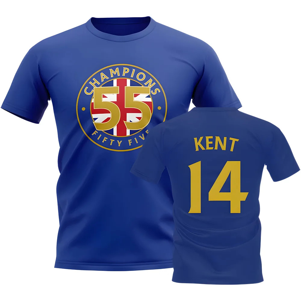 Ryan Kent 55 Times Champions T-Shirt (Blue) Polyester Rangers Uksoccershop Men's Blue Medium