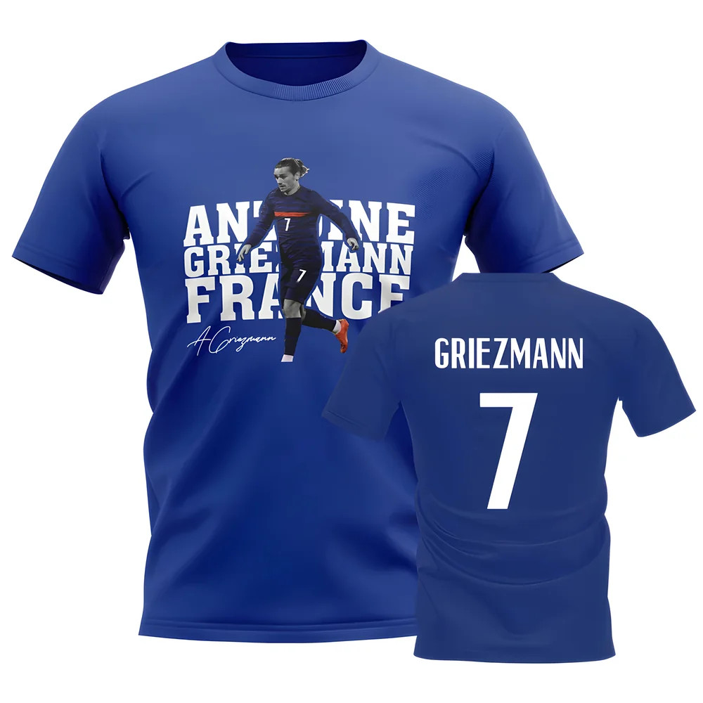 Antoine Griezmann France Player Tee (Blue) Polyester Uksoccershop Men's Blue Xxl