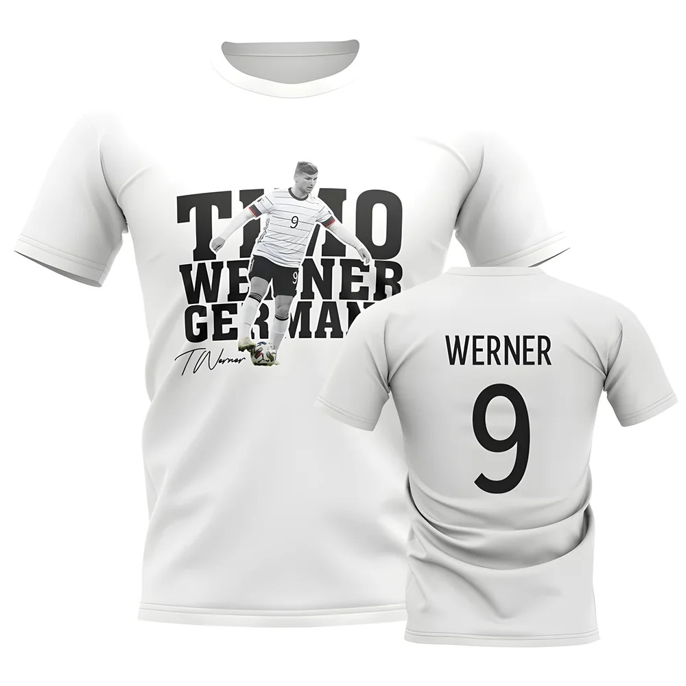 Timo Werner Germany Player Tee (White) Polyester Uksoccershop Men's White Small