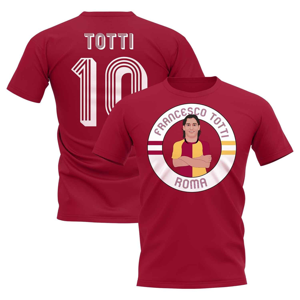 Francesco Totti Rome Illustration T-Shirt (Maroon) Polyester Roma Uksoccershop Men's Maroon Xxl