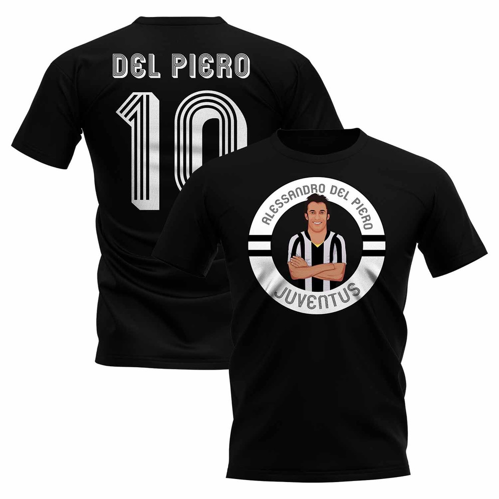 Alessandro Del Piero Illustration T-Shirt (Black) Polyester Juventus Uksoccershop Men's Black Xxl
