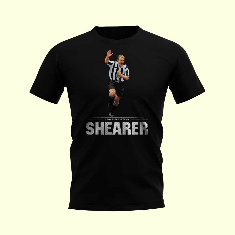Alan Shearer Player T-Shirt (Black) Polyester Newcastle Uksoccershop Men's Black Xxl