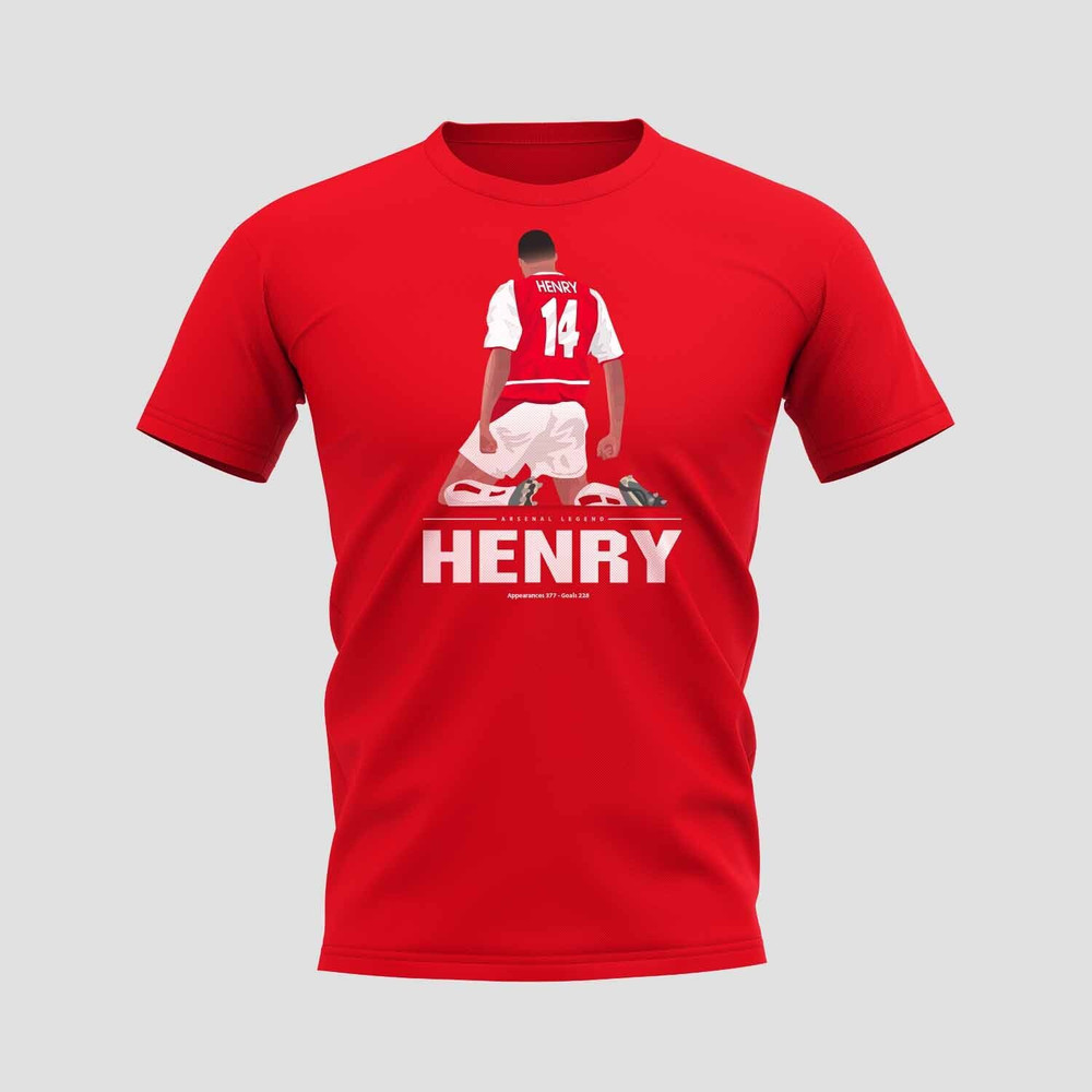 Thierry Henry Player T-Shirt (Red) Polyester Arsenal Uksoccershop Men's Red Small