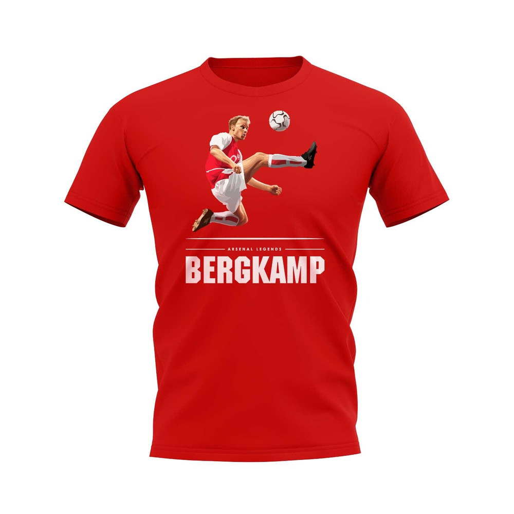 Dennis Bergkamp Player T-Shirt (Red) Polyester Arsenal Uksoccershop Men's Red Extra Large