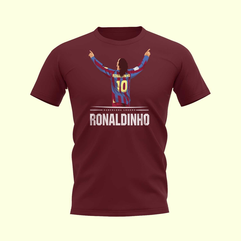 Ronaldinho Player T-Shirt (Maroon) Polyester Barcelona Uksoccershop Men's Maroon Extra Small