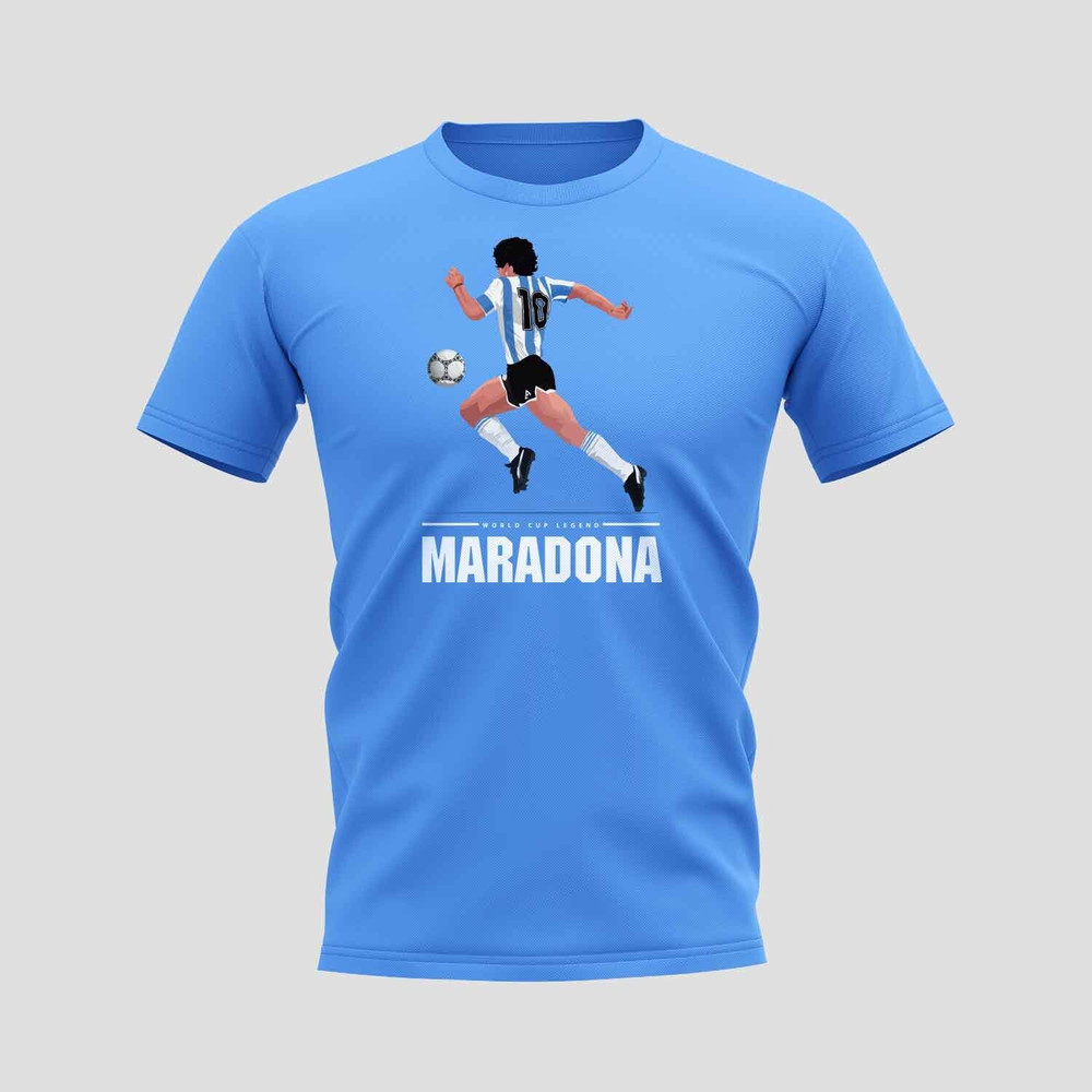 Diego Maradona Player T-Shirt (Sky Blue) Polyester Argentina Uksoccershop Men's Sky Blue Medium