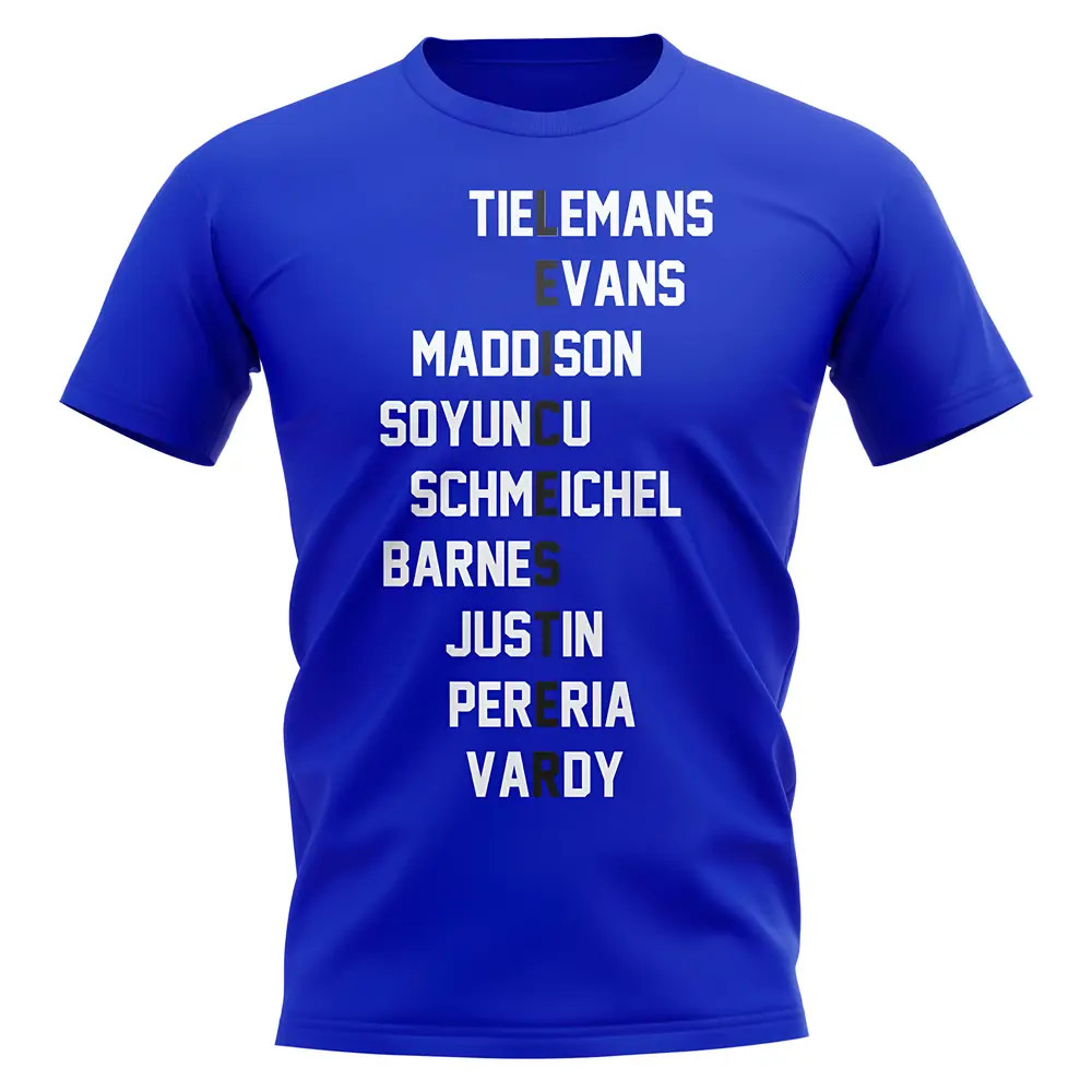 Leicester Team T-Shirt (Blue) Polyester Uksoccershop Men's Blue Extra Large