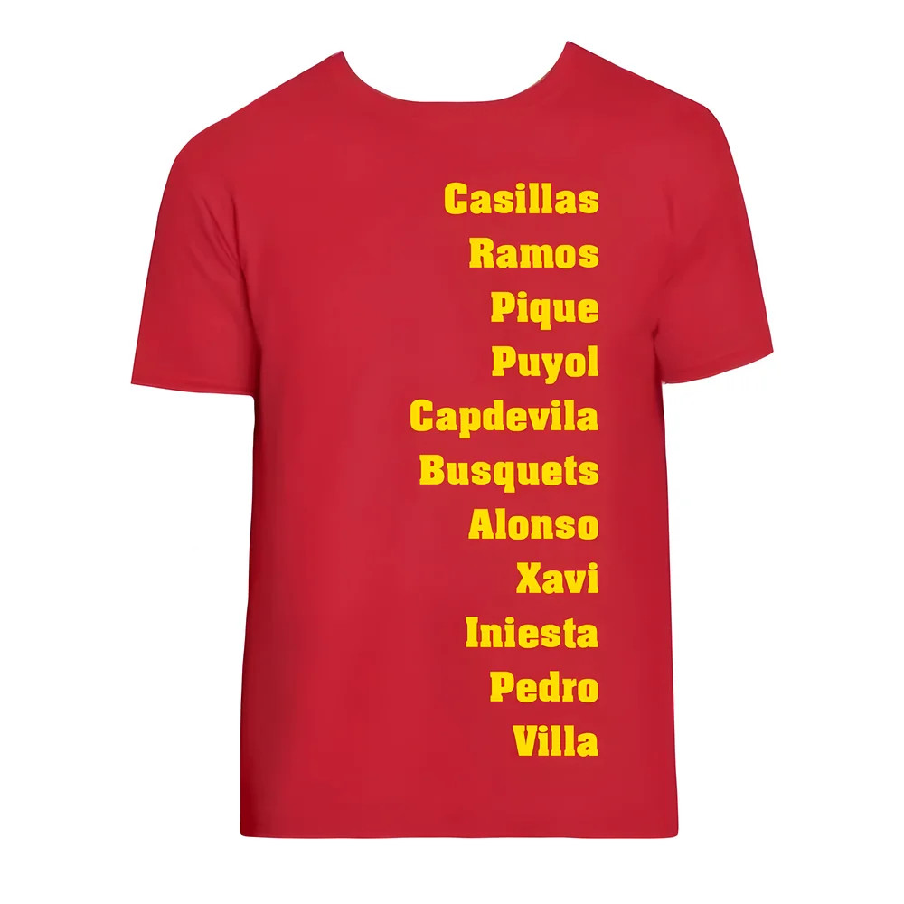 Spain Favourite Xi Tee (Red) Polyester Uksoccershop Men's Red Medium