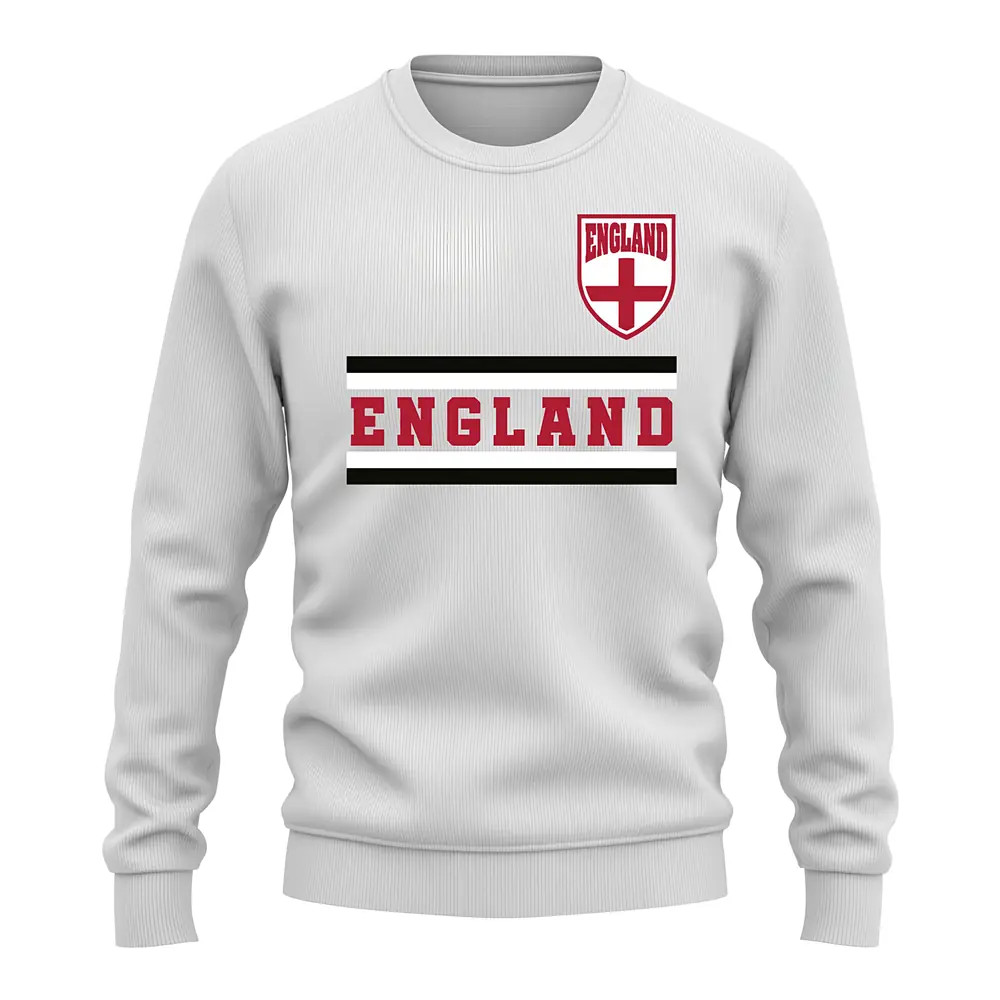 England Core Country Sweatshirt (White) Polyester Uksoccershop Men's White Extra Large