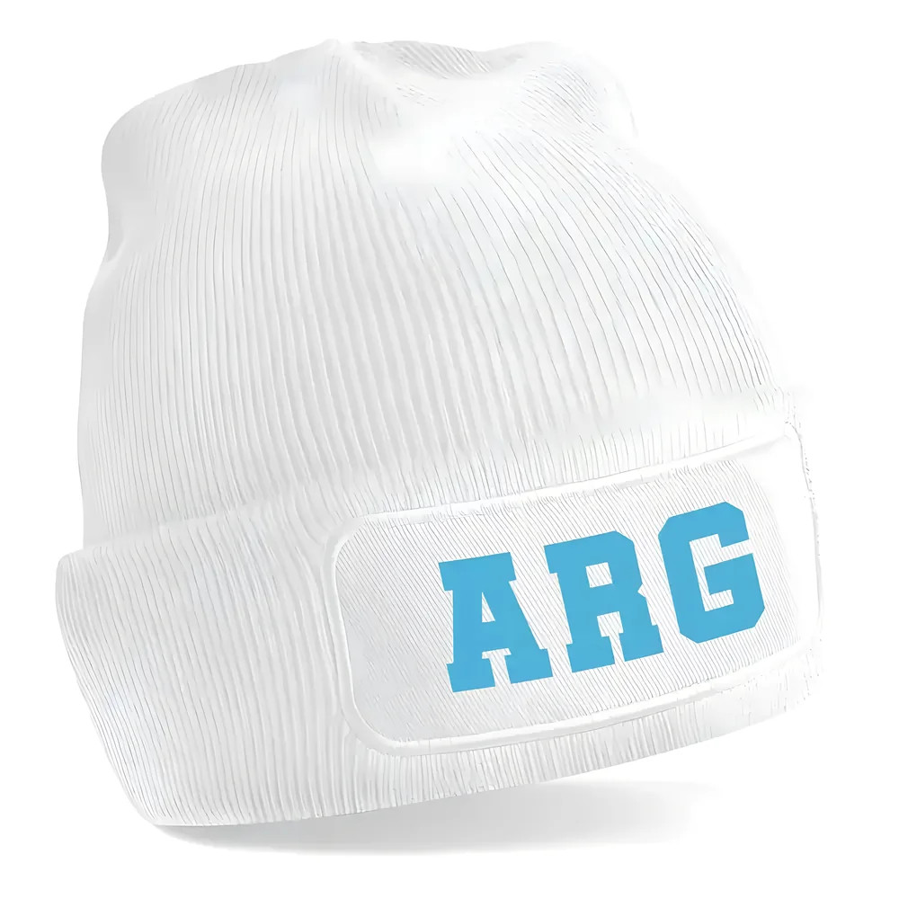 Argentina National Football Beanie Hat (White) One Size Polyester Uksoccershop Men's White