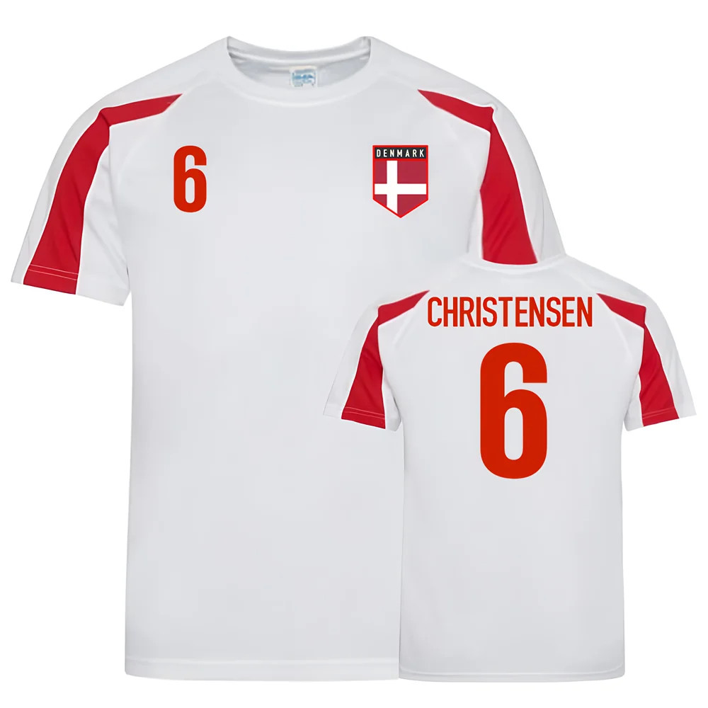 Denmark Sports Training Jersey (Christensen 6) Polyester Uksoccershop Men's White Extra Small