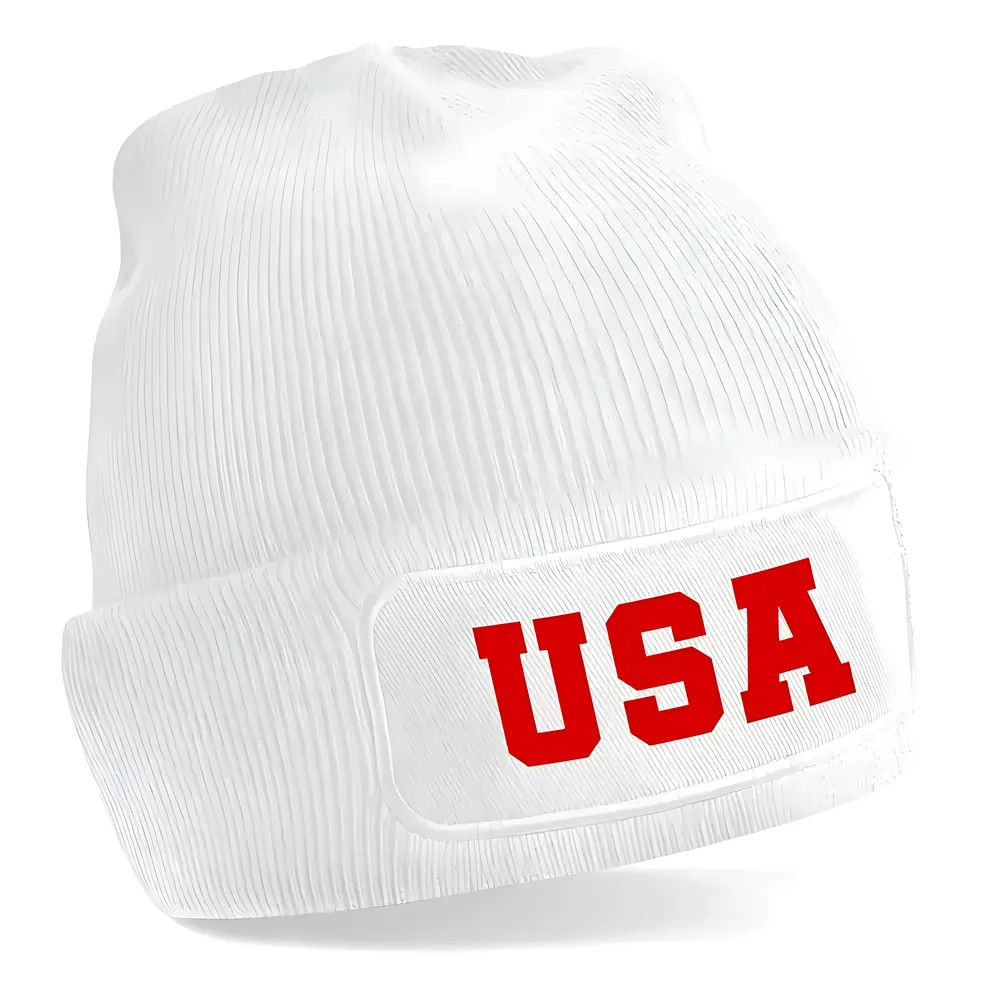 Usa National Football Beanie (White) One Size Polyester Uksoccershop Men's White