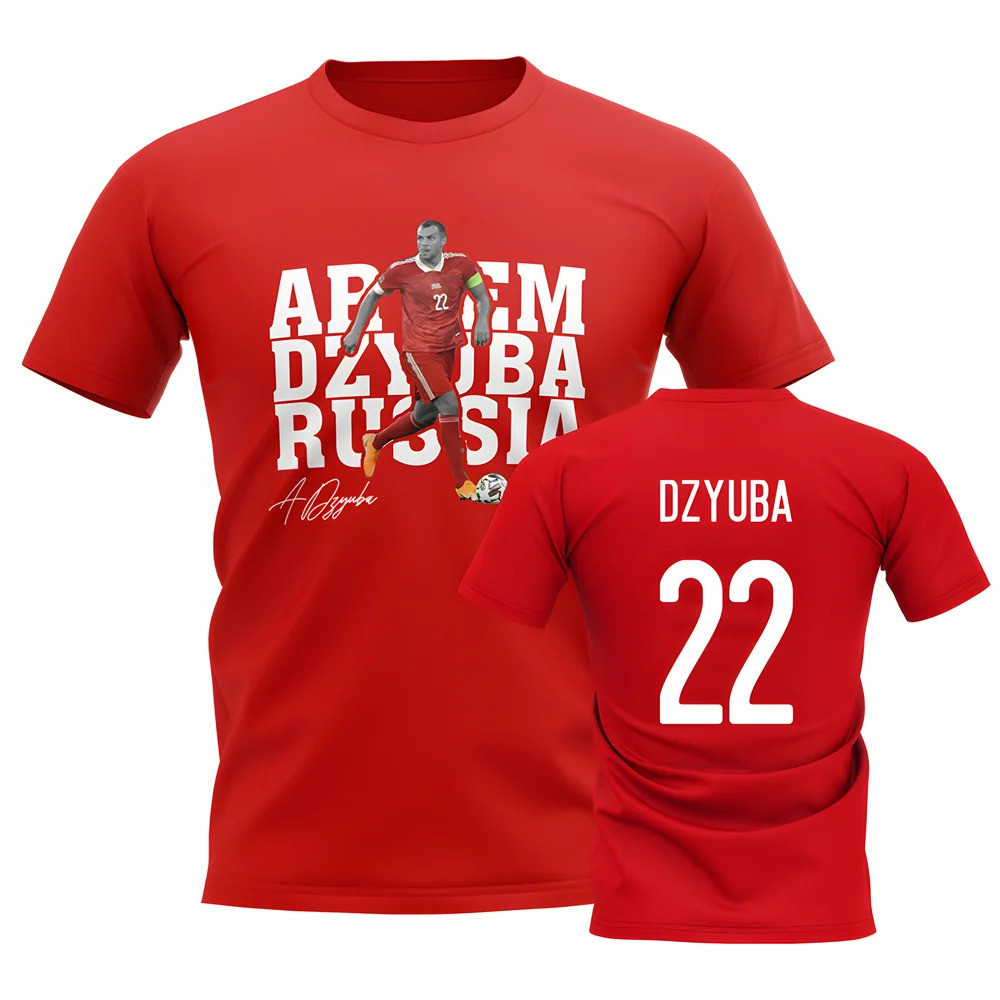 Artem Dzyuba Russia Player Tee (Red) Polyester Uksoccershop Men's Red Xxl