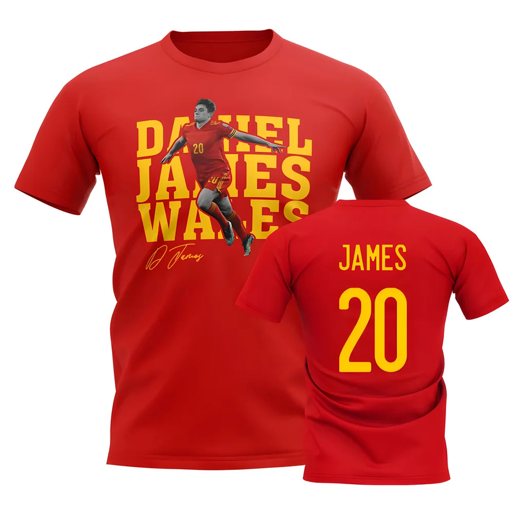 Daniel James Wales Player Tee (Red) Polyester Uksoccershop Men's Red Xxl