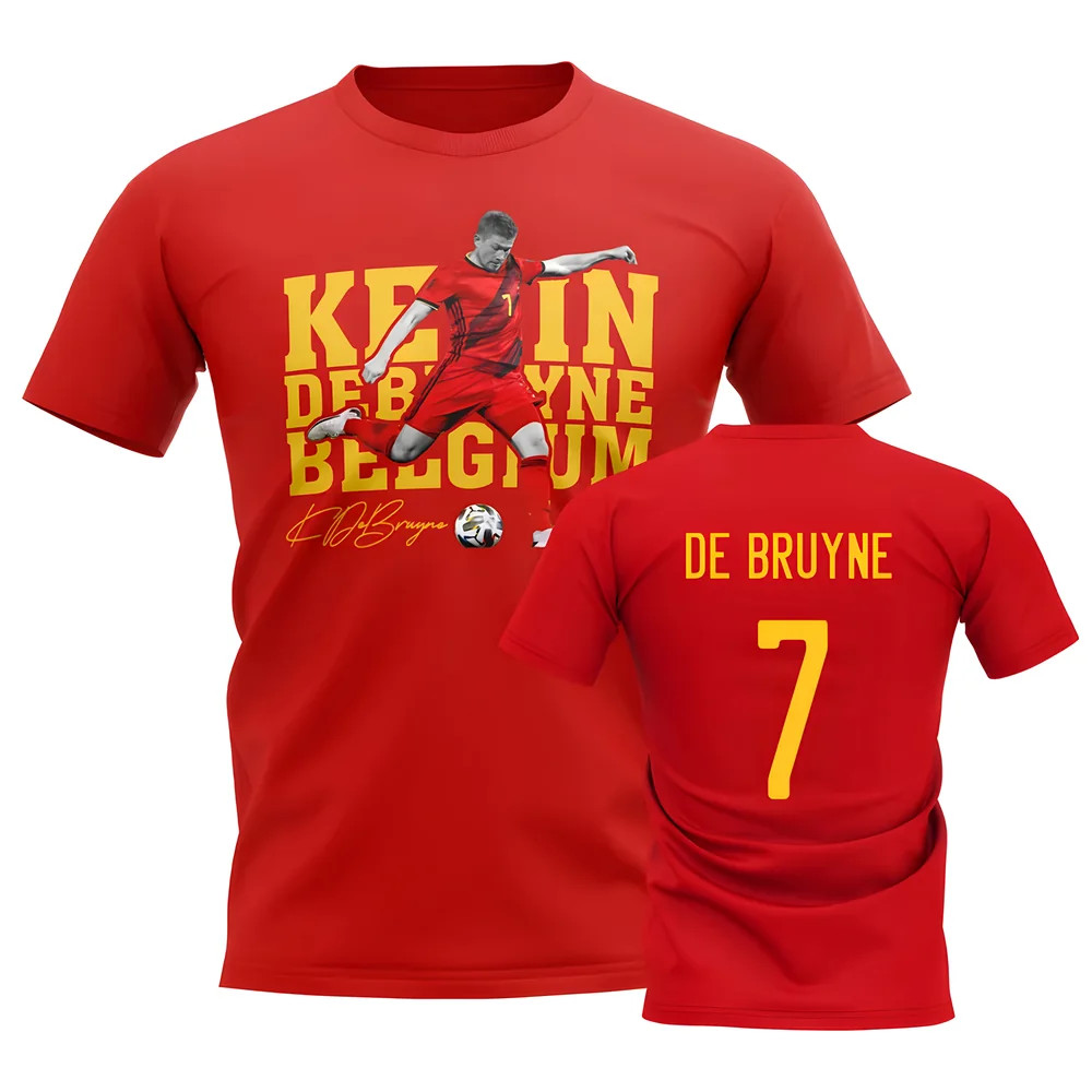 Kevin De Bruyne Belgium Player Tee (Red) Polyester Uksoccershop Men's Red Small