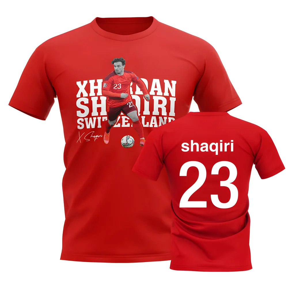 Xherdan Shaqiri Switzerland Player Tee (Red) Polyester Uksoccershop Men's Red Xxl