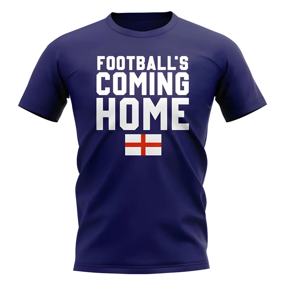 England Footballs Coming Home T-Shirt (Flag/Navy) Polyester Uksoccershop Men's Navy Medium