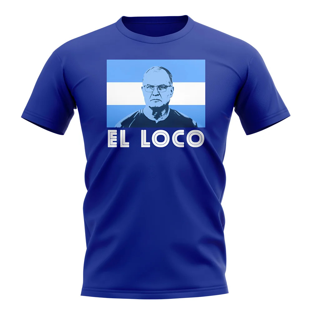 Marcelo Bielsa El Loco T-Shirt (Royal) Polyester Argentina Uksoccershop Men's Blue
