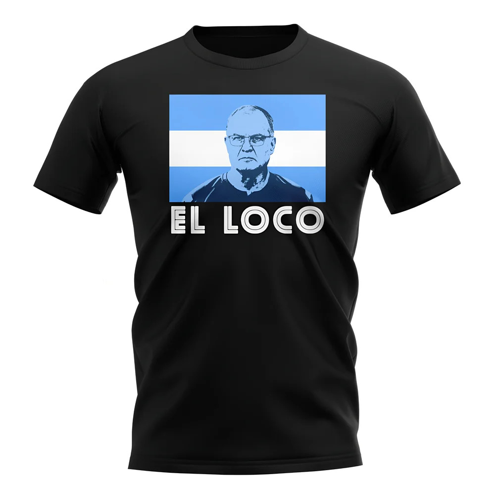 Marcelo Bielsa El Loco T-Shirt (Black) Polyester Argentina Uksoccershop Men's Black