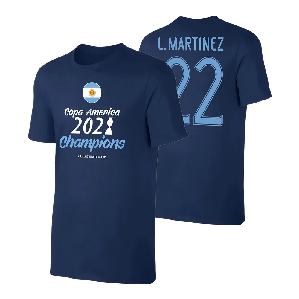 Argentina Winners T-Shirt (L. Martinez 22) Polyester Uksoccershop Men's Dark Blue Extra Large