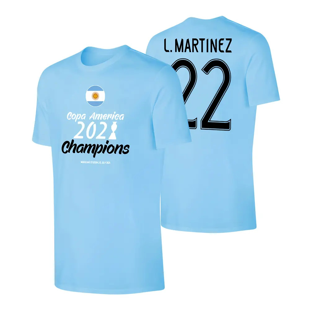Argentina Winners T-Shirt (L. Martinez 22) Polyester Uksoccershop Men's Light Blue Extra Small