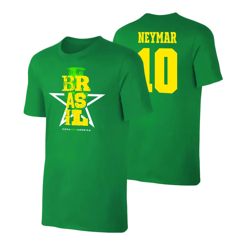 Brazil Qualifiers T-Shirt (Neymar 10) Polyester Uksoccershop Men's Green Large