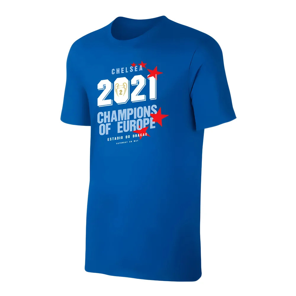 Chelsea Champions Of Europe 2021 - Polyester Uksoccershop Men's Blue Extra Large